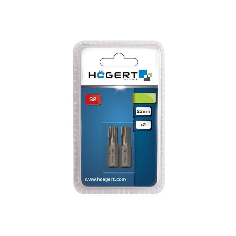 Биты TORX 10, 25 мм, сталь S2, 2 шт., HT1S361, HOEGERT Биты TORX 10, 25 мм, сталь S2, 2 шт., HT1S361, HOEGERT