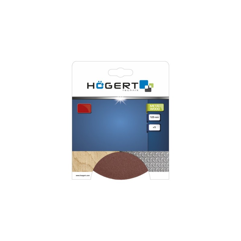 Круг шлифовальный на липучке 5 шт. 125мм G120, HT8D105, HOEGERT