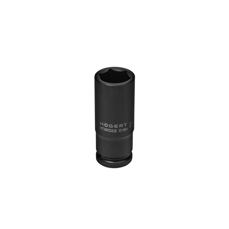 Головка торцевая ударная глубокая шестигранная 1/2", 22 мм, DIN 3121, CrMo, HT4R022, HOEGERT Головка торцевая ударная глубокая шестигранная 1/2", 22 мм, DIN 3121, CrMo, HT4R022, HOEGERT