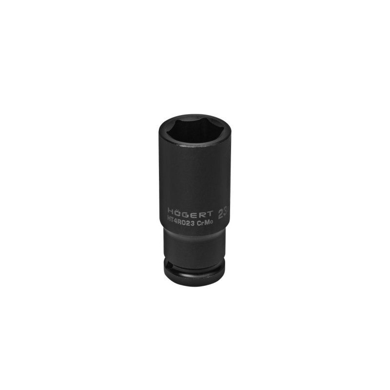 Головка торцевая ударная глубокая шестигранная 1/2", 23 мм, DIN 3121, CrMo, HT4R023, HOEGERT Головка торцевая ударная глубокая шестигранная 1/2", 23 мм, DIN 3121, CrMo, HT4R023, HOEGERT