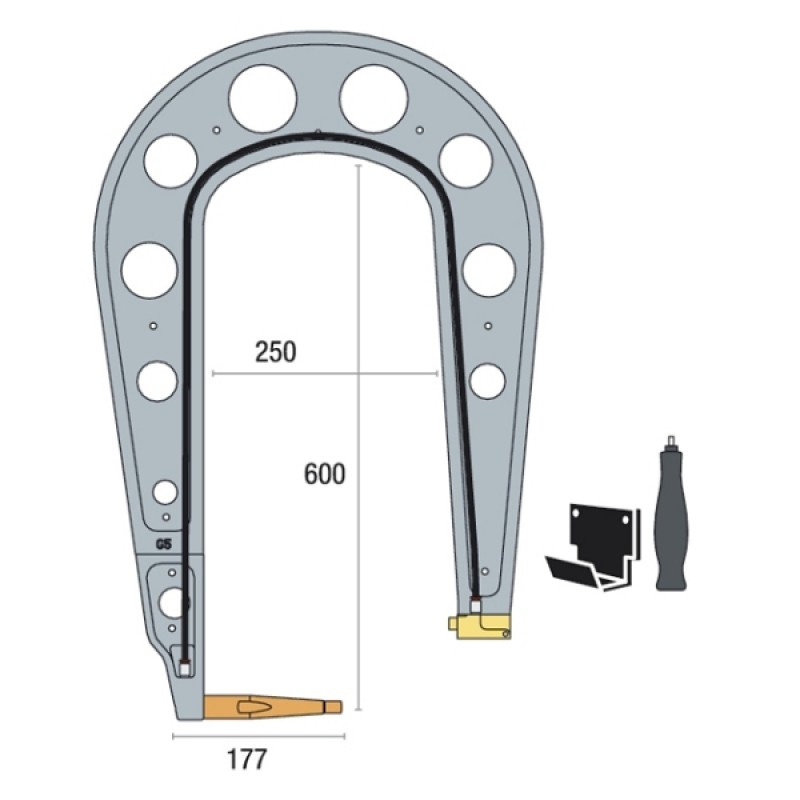 Плечо G5 изолированное 250х600 мм для сварочных клещей 8 бар / 550 даН