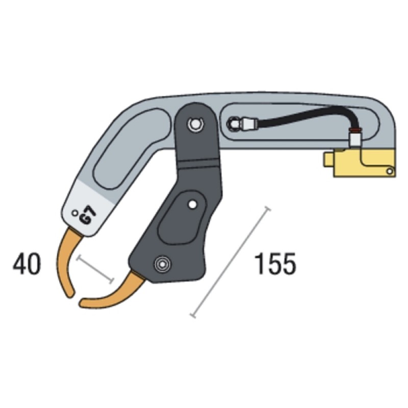Плечо G7 изолированное 40х155 мм для сварочных клещей 4 бар / 150 даН