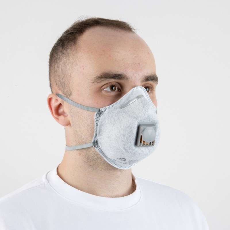 Чашеобразный респиратор с клапаном и угольным слоем (FFP2 R D) 10 шт.