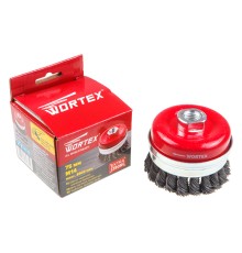 Щетка д/шлиф.маш. "чашка" косич. 75мм усиленная WORTEX