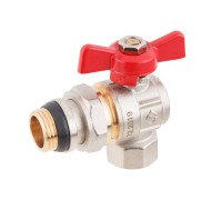 Кран шаровый угловой 1/2" нар.-вн. бабочка (со сгоном) PN40, AV Engineering