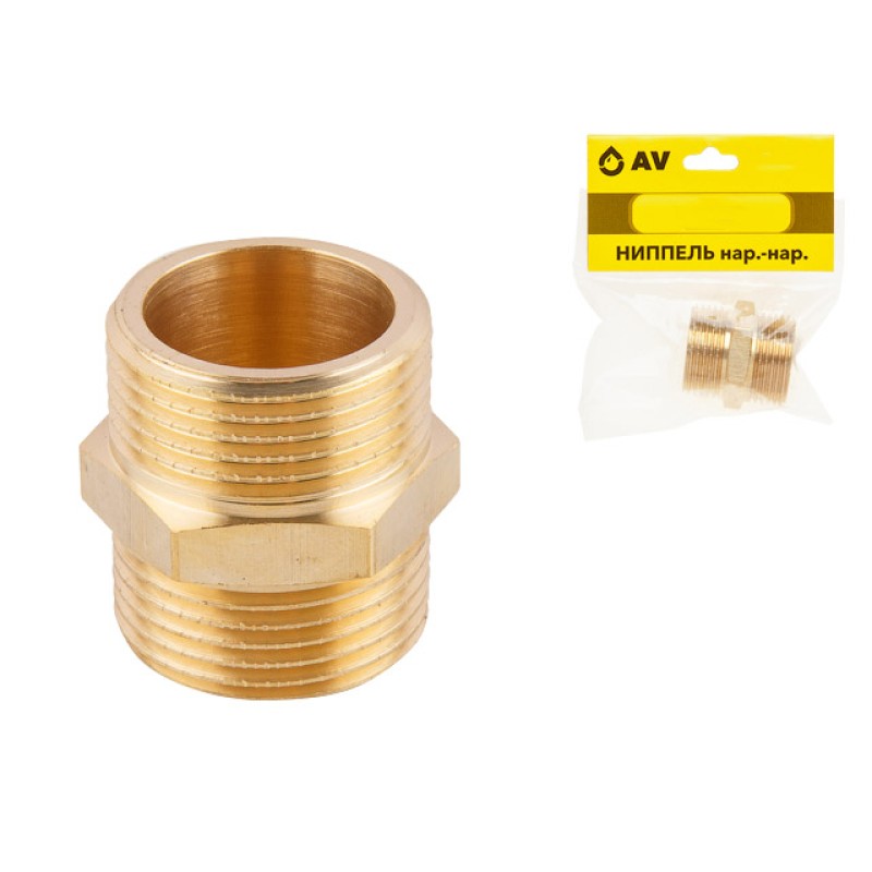 Ниппель 1/2" нар.-нар., AV Engineering (инд. упак.) Ниппель 1/2" нар.-нар., AV Engineering (инд. упак.)