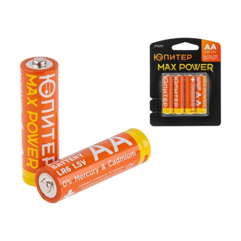 Батарейка AA LR6 1,5V alkaline 4шт. ЮПИТЕР MAX POWER Батарейка AA LR6 1,5V alkaline 4шт. ЮПИТЕР MAX POWER