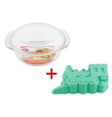 Кастрюля из жаропрочного стекла, 2.0 л, с крышкой + Форма для выпечки, силиконовая, PERFECTO LINEA