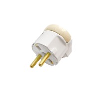 Вилка угловая с откидывающимся ушком (с/з, 16А, 250В) белая, Bylectrica