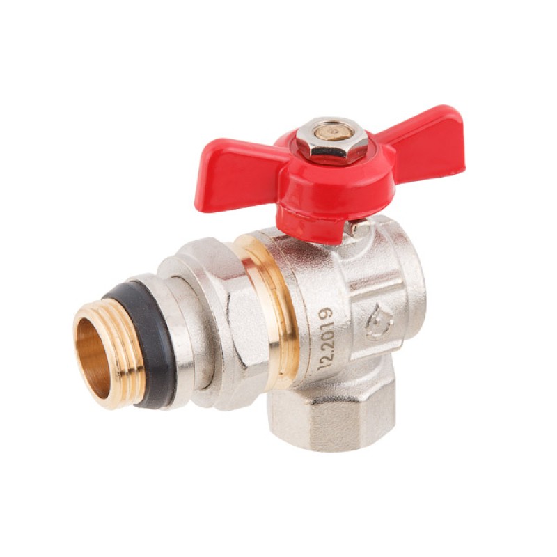 Кран шаровый угловой 3/4" нар.-вн. бабочка (со сгоном) PN40, AV Engineering Кран шаровый угловой 3/4" нар.-вн. бабочка (со сгоном) PN40, AV Engineering