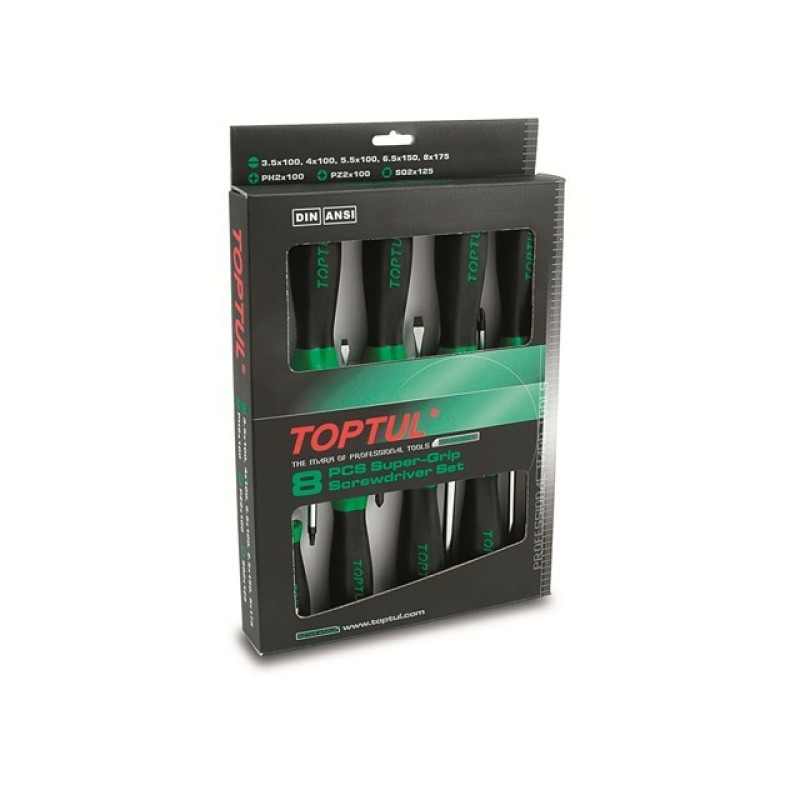 Набор отверток 8шт TOPTUL (GAAE0821) Набор отверток 8шт TOPTUL (GAAE0821)