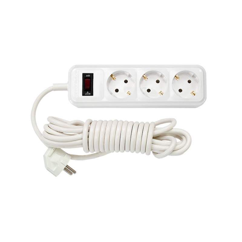 Удлинитель бытовой 3,5м (3 роз., 2.5кВт, с/з, ПВС 3х0,75) Bylectrica Удлинитель бытовой 3,5м (3 роз., 2.5кВт, с/з, ПВС 3х0,75) Bylectrica