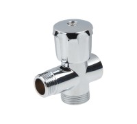 Кран вентильный 1/2" нар. х 3/4" нар. х 1/2" вн. для стир. машины ХРОМ., AV Engineering