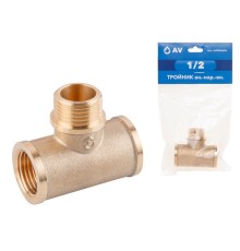Тройник 1/2" вн.-нар.-вн., AV Engineering (инд. упак.)