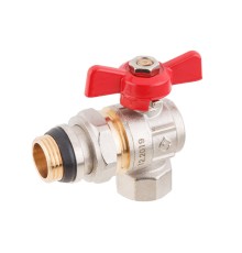 Кран шаровый угловой 1" нар.-вн. бабочка (со сгоном) PN40, AV Engineering