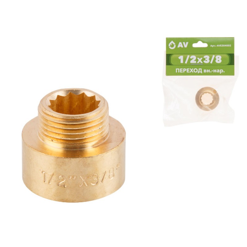 Переход 1/2" вн. х 3/8" нар., AV Engineering (инд. упак.) Переход 1/2" вн. х 3/8" нар., AV Engineering (инд. упак.)