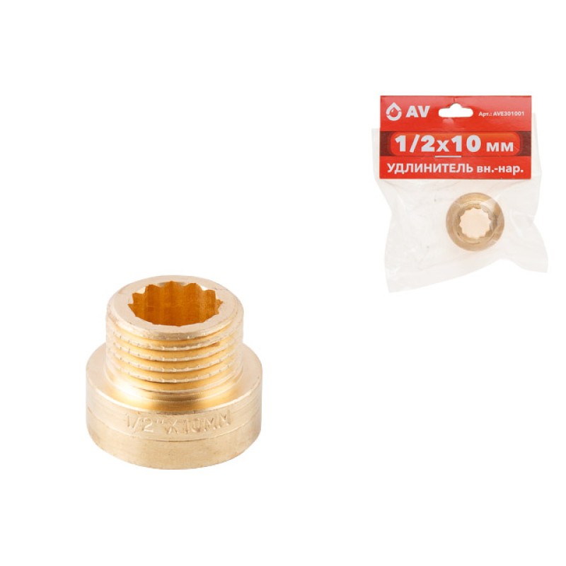 Удлинитель 1/2" вн.-нар. х 10 мм, AV Engineering (инд. упак.) Удлинитель 1/2" вн.-нар. х 10 мм, AV Engineering (инд. упак.)