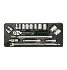 Набор-сет головок 1/2" 18предм. 6гр. 434х176мм TOPTUL (GCAT1801)