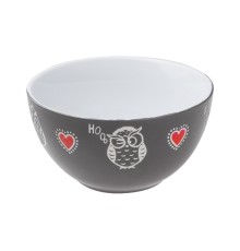 Салатник керамический, 140 мм, круглый, серия Влюбленная сова, серый, PERFECTO LINEA