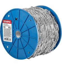 Цепь сварная длиннозвенная, оцинк. М2 DIN 763 (бухта 80 м) STARFIX