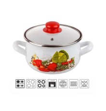 Кастрюля стальная эмалированная, 2.1 л, серия Урожай, PERFECTO LINEA