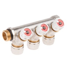 Коллектор с отсекающими вентилями, 3/4" х 3 вых. (16 х 2.0), AV Engineering