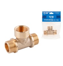 Тройник 1/2" нар.-вн.-нар., AV Engineering (инд. упак.)