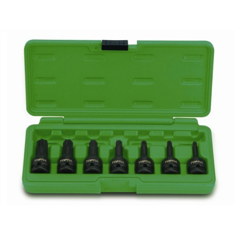 Набор бит TORX под головку 1/2" ударных 7пр. TOPTUL (GDAI0701) Набор бит TORX под головку 1/2" ударных 7пр. TOPTUL (GDAI0701)
