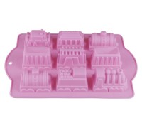 Форма для выпечки, силиконовая, паровозики, 34 х 24 х 5 см, лиловая, PERFECTO LINEA