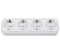 Розетка 4-ая (открытая, с/з, з/ш) белая, Вариант, Bylectrica
