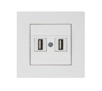 Розетка компьютерная 2хUSB (скрытая) белая, RITA, MUTLUSAN