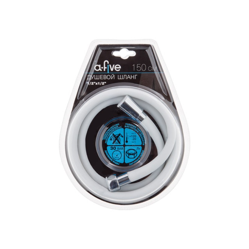 Шланг душевой, Si, 1/2" г-г 150 см, бел., a-five Шланг душевой, Si, 1/2" г-г 150 см, бел., a-five