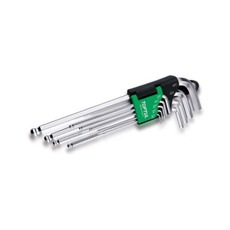 Набор ключей шестигр. 1/16"-3/8" 9шт длин.с шар. TOPTUL (GBAL0901) Набор ключей шестигр. 1/16"-3/8" 9шт длин.с шар. TOPTUL (GBAL0901)