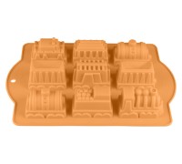 Форма для выпечки, силиконовая, паровозики, 34 х 24 х 5 см, персиовая, PERFECTO LINEA