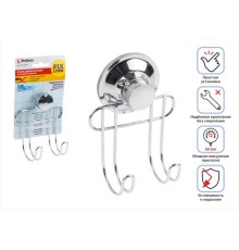 Крючок двойной настенный на вакуумной присоске, хром. сталь, FIX LOCK, PERFECTO LINEA