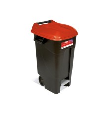 Контейнер для мусора пластик. 120л с педалью (красн. крышка) TAYG