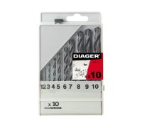 Набор сверл по мет. 1-10мм 10шт HSS Standard (Diager) (752С)