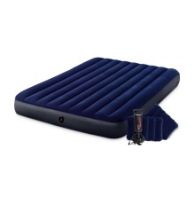 Надувной матрас Queen Classic Downy, 152х203х25 см + 2 подушки и насос ручной, INTEX