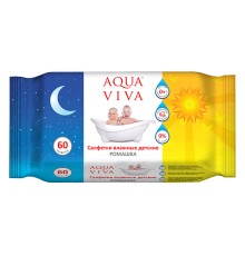 Салфетки влажные детские с ароматом Ромашка, 60 шт., AQUA VIVA