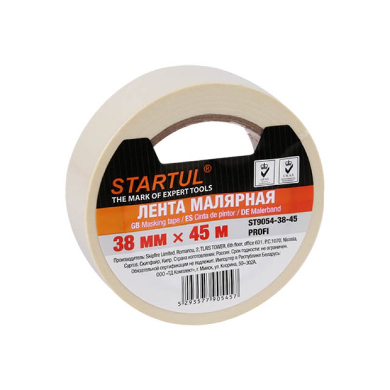 Лента малярная 38ммх45м STARTUL PROFI (ST9054-38-45), белая Лента малярная 38ммх45м STARTUL PROFI (ST9054-38-45), белая