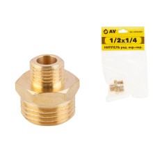 Ниппель ред. 1/2" нар. х 1/4" нар., AV Engineering (инд. упак.)