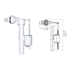 Поплавочный клапан боковой подачи воды, 1/2, пл. резьба, AV Engineering