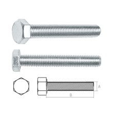 Болт М10х45 мм шестигр., цинк, кл.пр. 5.8, DIN 933 (25 кг)
