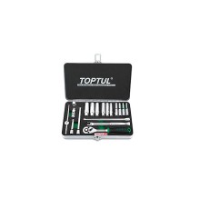 Набор головок 1/4" 4-13мм 18предм. 6гр. метал. кейс  TOPTUL (GCAD1822)