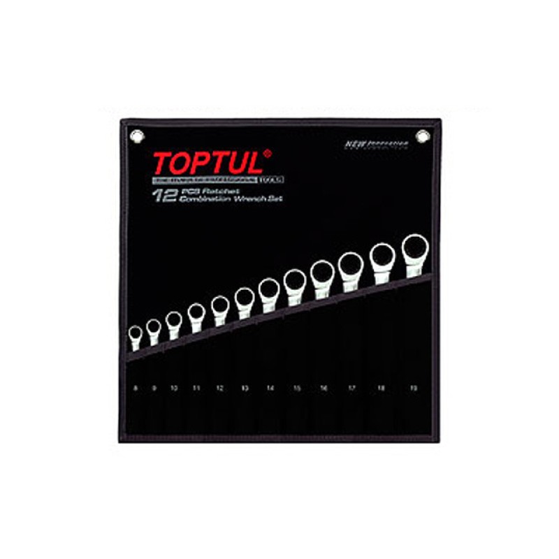 Набор ключей комбинир. 8-19мм 12шт с трещоткой (черное полотно) TOPTUL (GPAQ1202) Набор ключей комбинир. 8-19мм 12шт с трещоткой (черное полотно) TOPTUL (GPAQ1202)