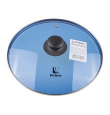 Крышка стеклянная, 260 мм, с металлическим ободом, круглая, синяя, PERFECTO LINEA