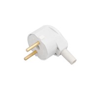 Вилка угловая (б/з, 6А, 250В) белая, Bylectrica