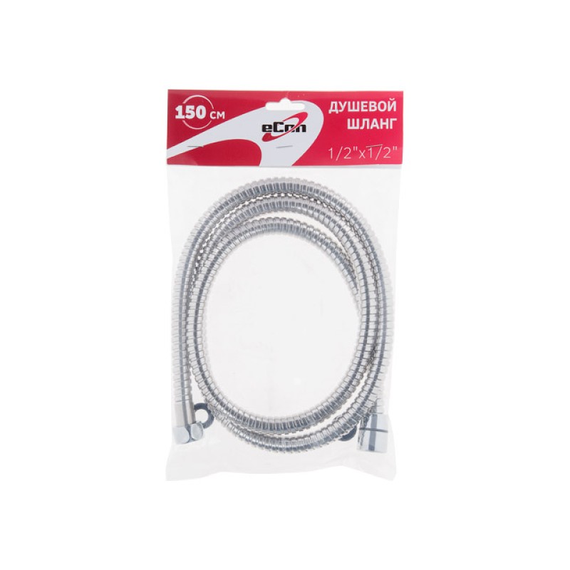 Шланг душевой, SUS/PVC, 1/2" г-г 150 см, хром, eCon Шланг душевой, SUS/PVC, 1/2" г-г 150 см, хром, eCon
