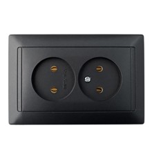 Розетка 2-ая (скрытая, б/з) графит, Стиль ГРАФИТ, Bylectrica