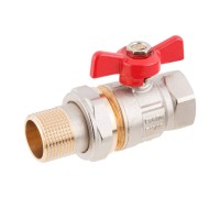 Кран шаровый 1/2" нар.-вн. бабочка (со сгоном) PN40, AV Engineering